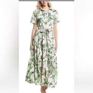 NWT Zara Floral Green Maxi Dress size XL